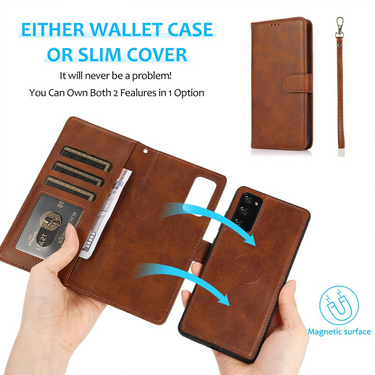 Samsung Galaxy S20 FE Compatible Case Cover With Leather Flip Wallet - Brown